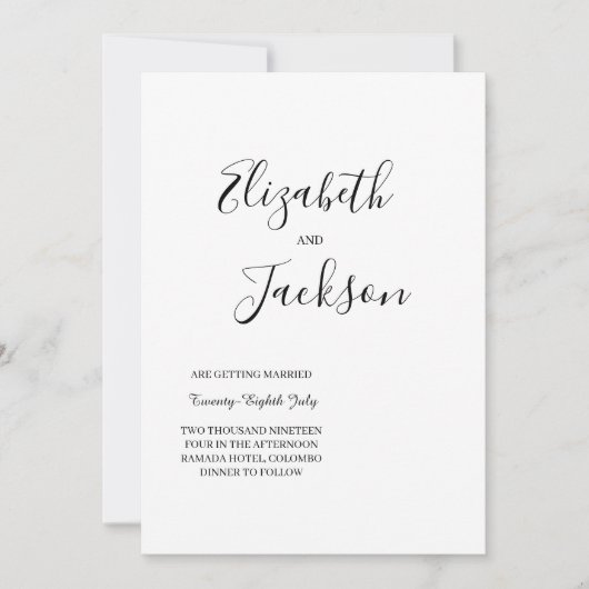 Einfache Hochzeitseinladung Einladung (Vorderseite)