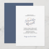 Einfache Hochzeitseinladung Küste blau (Vorne/Hinten)