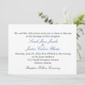 Einfache Hochzeitseinladung mit blauem Text Einladung (Stehend Vorderseite)