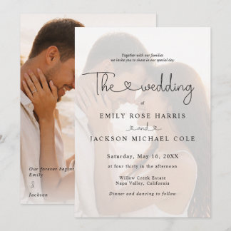 Einfache Hochzeitseinladung mit Foto-Overlay Einladung