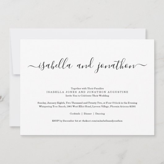 Einfache Hochzeitseinladung mit UAWG Einladung (Vorderseite)