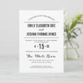 Einfache Hochzeitseinladung schlichter Schwarz-wei Einladung (Stehend Vorderseite)