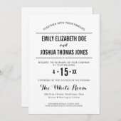 Einfache Hochzeitseinladung schlichter Schwarz-wei Einladung (Vorne/Hinten)