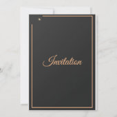 Einfache Hochzeitseinladung, schwarz und gold Einladung (Rückseite)