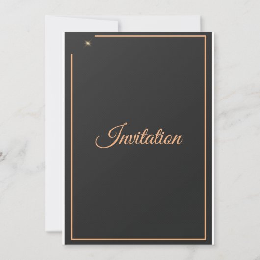 Einfache Hochzeitseinladung, schwarz und gold Einladung (Rückseite)