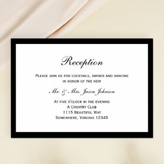 Einfache Hochzeitsempfangskarte mit schwarzer Umra Einladung