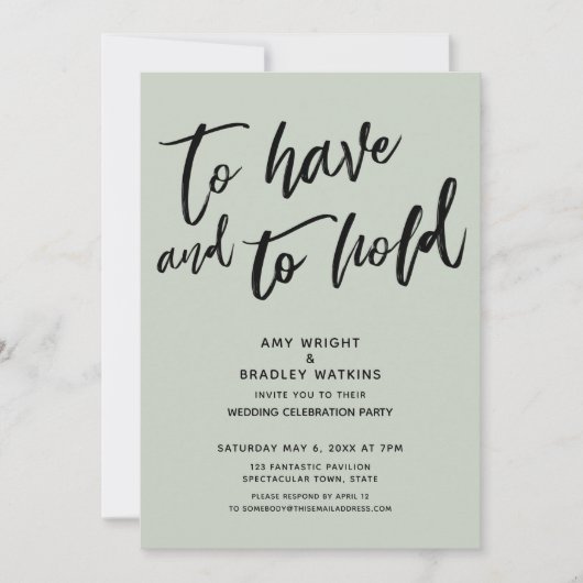 Einfache Hochzeitsempfehlung haben und halten Einladung (Vorderseite)
