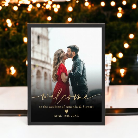 Einfache Hochzeitsempfehlung mit schwarzem Foto Poster