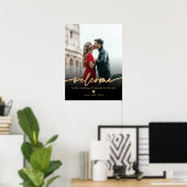 Einfache Hochzeitsempfehlung mit schwarzem Foto Poster (Heimbüro)