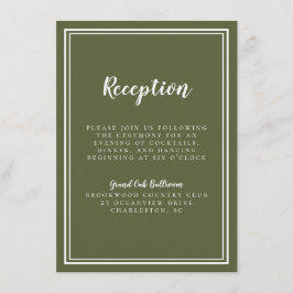 Einfache Hochzeitsempfehlung Olive Green Classic Begleitkarte