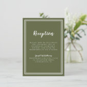 Einfache Hochzeitsempfehlung Olive Green Classic Begleitkarte (Stehend Vorderseite)