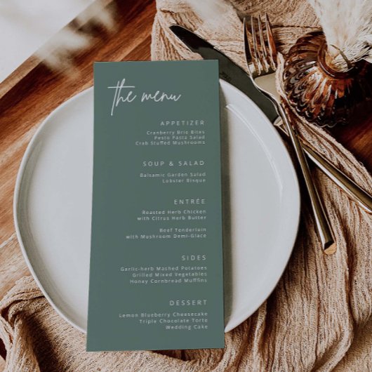 Einfache Hochzeitsempfehlung Party Förmliches Aben Menükarte