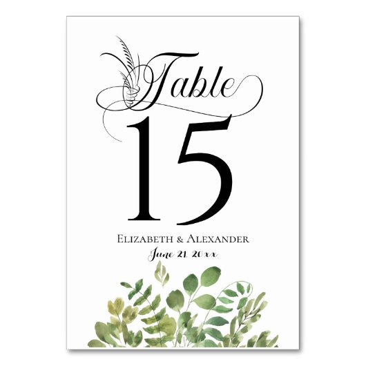 Einfache Hochzeitsempfehlung Tischnummer (Rückseite)