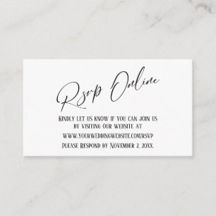 Einfache Hochzeitserie RSVP Online Elegant Handwri Begleitkarte