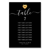 Einfache Hochzeitsfeier für das moderne Goldenherz Tischnummer (Vorderseite)