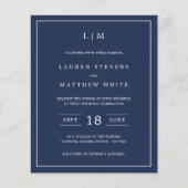 Einfache Hochzeitsfeier für Navy Blue Monogram (Vorderseite)