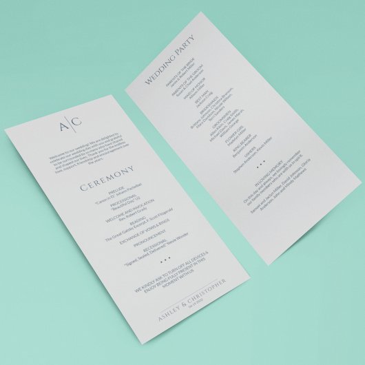 Einfache Hochzeitsfeier für Navy & Steel Gray Mono Programm