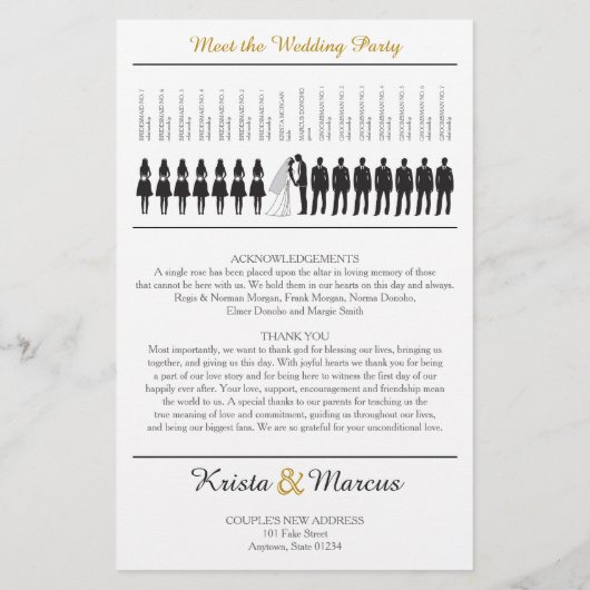 Einfache Hochzeitsfeier für Silhouetten (Rückseite)