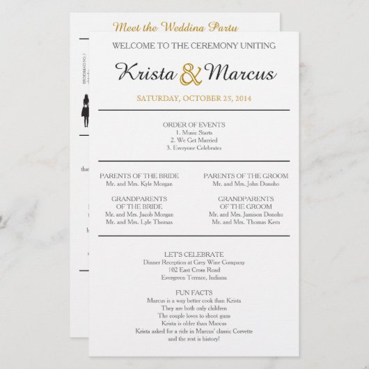 Einfache Hochzeitsfeier für Silhouetten (Vorne/Hinten)