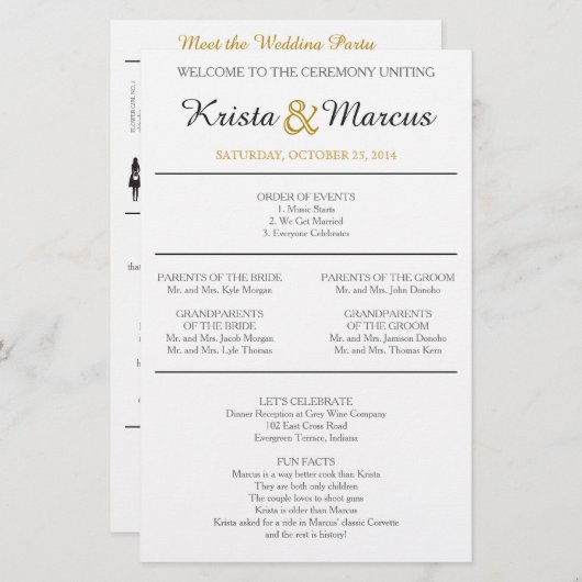 Einfache Hochzeitsfeier für Silhouetten (Vorne/Hinten)