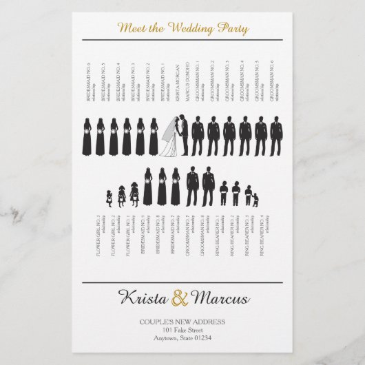 Einfache Hochzeitsfeier für Silhouetten (Rückseite)