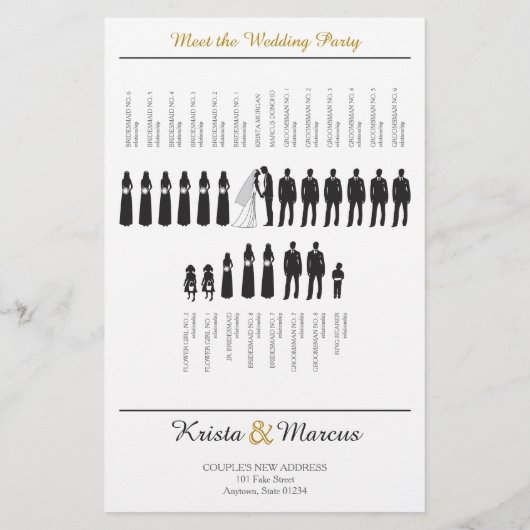 Einfache Hochzeitsfeier für Silhouetten (Rückseite)