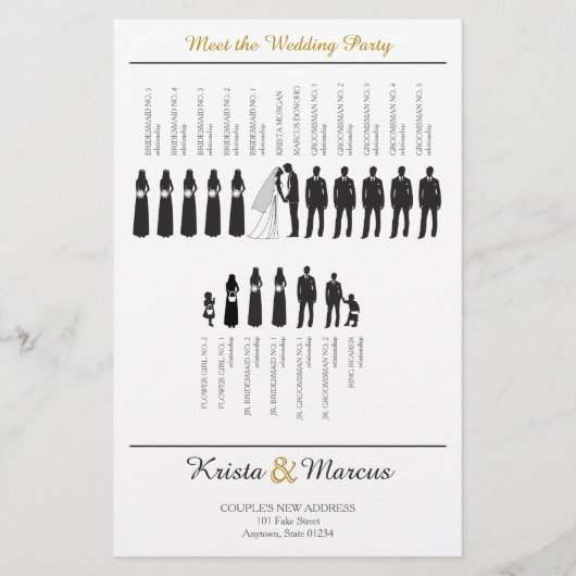 Einfache Hochzeitsfeier für Silhouetten (Rückseite)