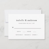 Einfache Hochzeitsfeier in Schwarz und Weiß RSVP Karte (Vorderseite)