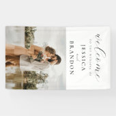 Einfache Hochzeitsfeier in Schwarz-Weiß-Chic-Foto Banner (Horizontal)