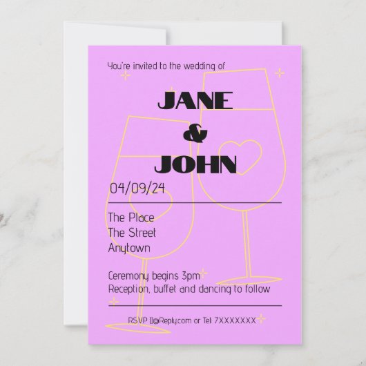 Einfache Hochzeitsfeier laden Sie ein, mit rosa Ch Save The Date (Vorderseite)