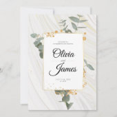 Einfache Hochzeitsfeier mit goldgrüner Verlobung Einladung (Vorderseite)