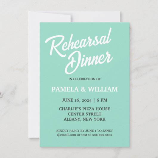 Einfache Hochzeitsfeier mit Probe Einladung (Vorderseite)