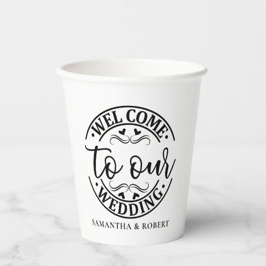 EINFACHE HOCHZEITSFEIER PAPPBECHER (Vorderseite)