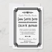 Einfache Hochzeitsfeiern in Weiß und Schwarz Einladung (Vorderseite)