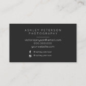 Einfache Hochzeitsfotografie minimale Typografie Visitenkarte (Rückseite)