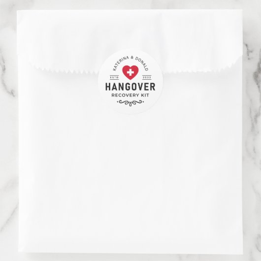 Einfache Hochzeitshangover-Erholung Runder Aufkleber (Tasche)