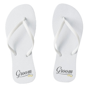 Einfache Hochzeitskalligrafie-Flip-Flops für Groom Badesandalen