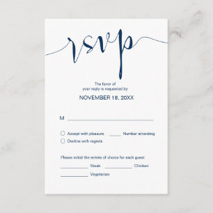 Einfache Hochzeitskalligraphie, Navy Blue, Dinner  Begleitkarte