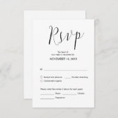 Einfache Hochzeitskalligraphie, Schwarz, Abendesse Begleitkarte (Vorne/Hinten)