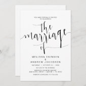 Einfache Hochzeitskalligraphie, schwarze Schrift, Einladung (Vorne/Hinten)