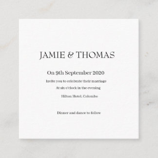 Einfache Hochzeitskarte Begleitkarte