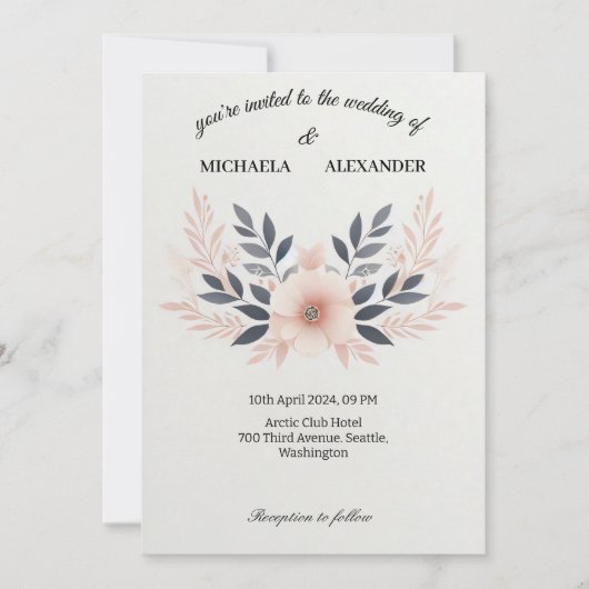 Einfache Hochzeitskarte Einladung (Vorderseite)