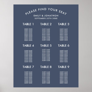Einfache Hochzeitskarte für die dunkelblaue Navy Poster