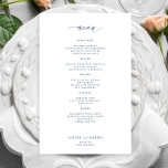 Einfache Hochzeitskarte für die Marine<br><div class="desc">Einfache weiße trendy minimalistische kalligraphische Skript benutzerdefinierte Textvorlage BUDGET erschwingliche Hochzeitsmenü-Karte. BITTE LESEN SIE DIES VOR DEM KAUF! Dies ist eine preiswerte Hochzeitskarte auf einem Blatt Papier gedruckt (jedes Blatt hat eine Karte). Für die beste Vergleichspreisqualität empfehlen wir die Auswahl des Semi-Gloss-Papiertyps (es ist dick genug, um für Schreibwaren verwendet...</div>