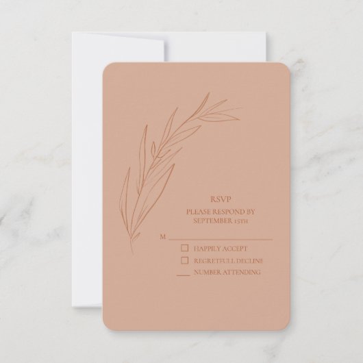 Einfache Hochzeitskarten RSVP Terra Cotta Karte (Vorderseite)
