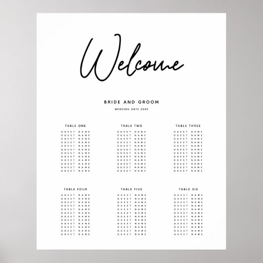Einfache Hochzeitskartentabelle drucken Poster (Vorne)
