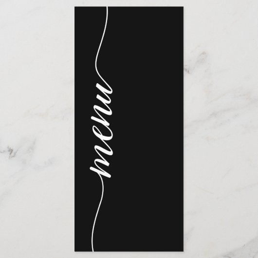 Einfache Hochzeitsmahlzeiten mit Schwarz und Weiß Menükarte (Rückseite)