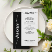 Einfache Hochzeitsmahlzeiten mit Schwarz und Weiß Menükarte