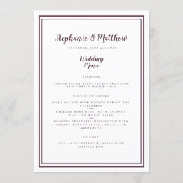 Einfache Hochzeitsmenüs Moderne Lila Gerahmte Kart Menükarte