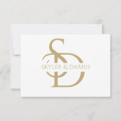 Einfache Hochzeitsmonogramm Personalisiert mit Nam Dankeskarte (Rückseite)